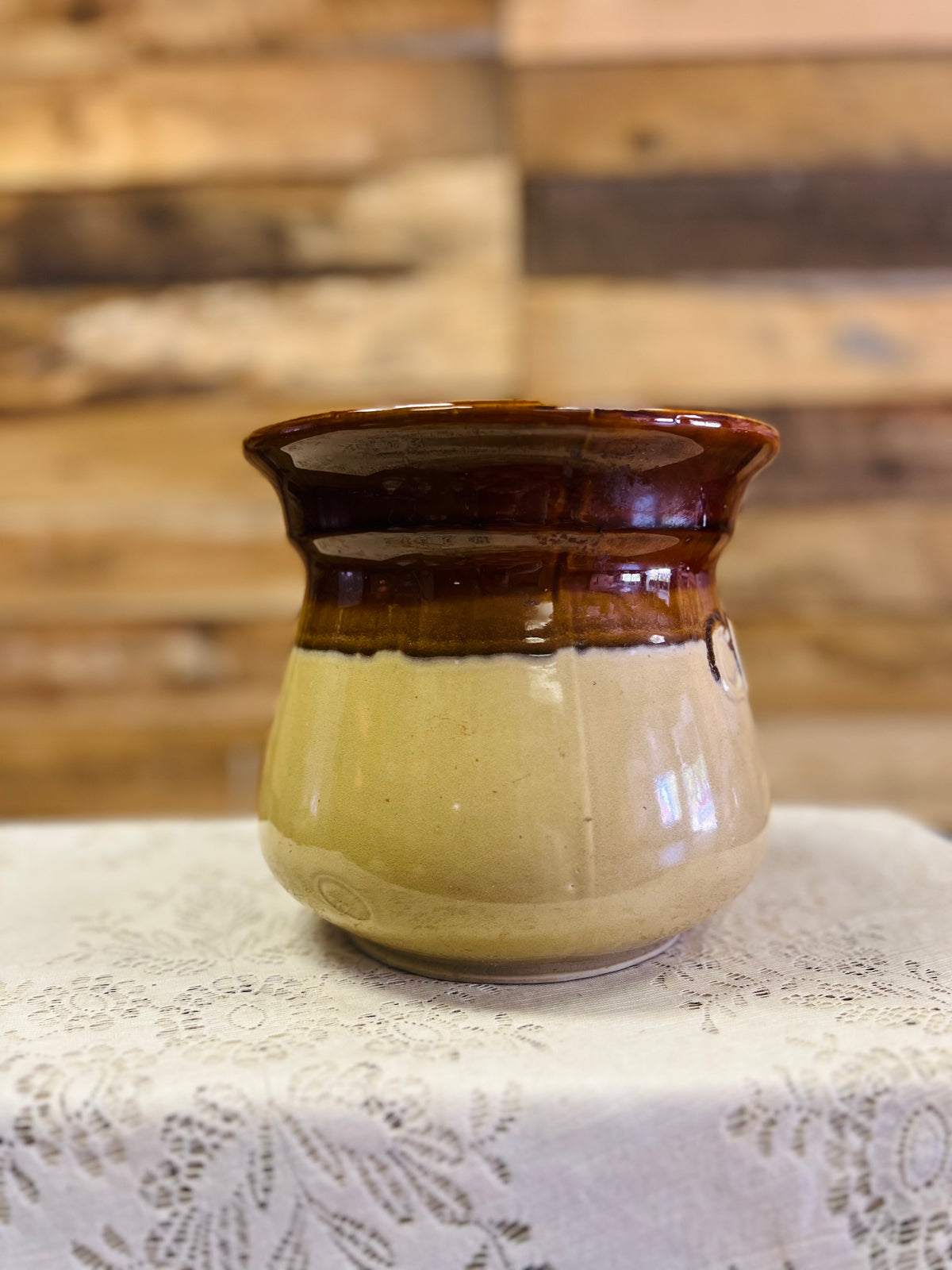 Vintage Brown/Tan 2 Tone "Cookies" Jar