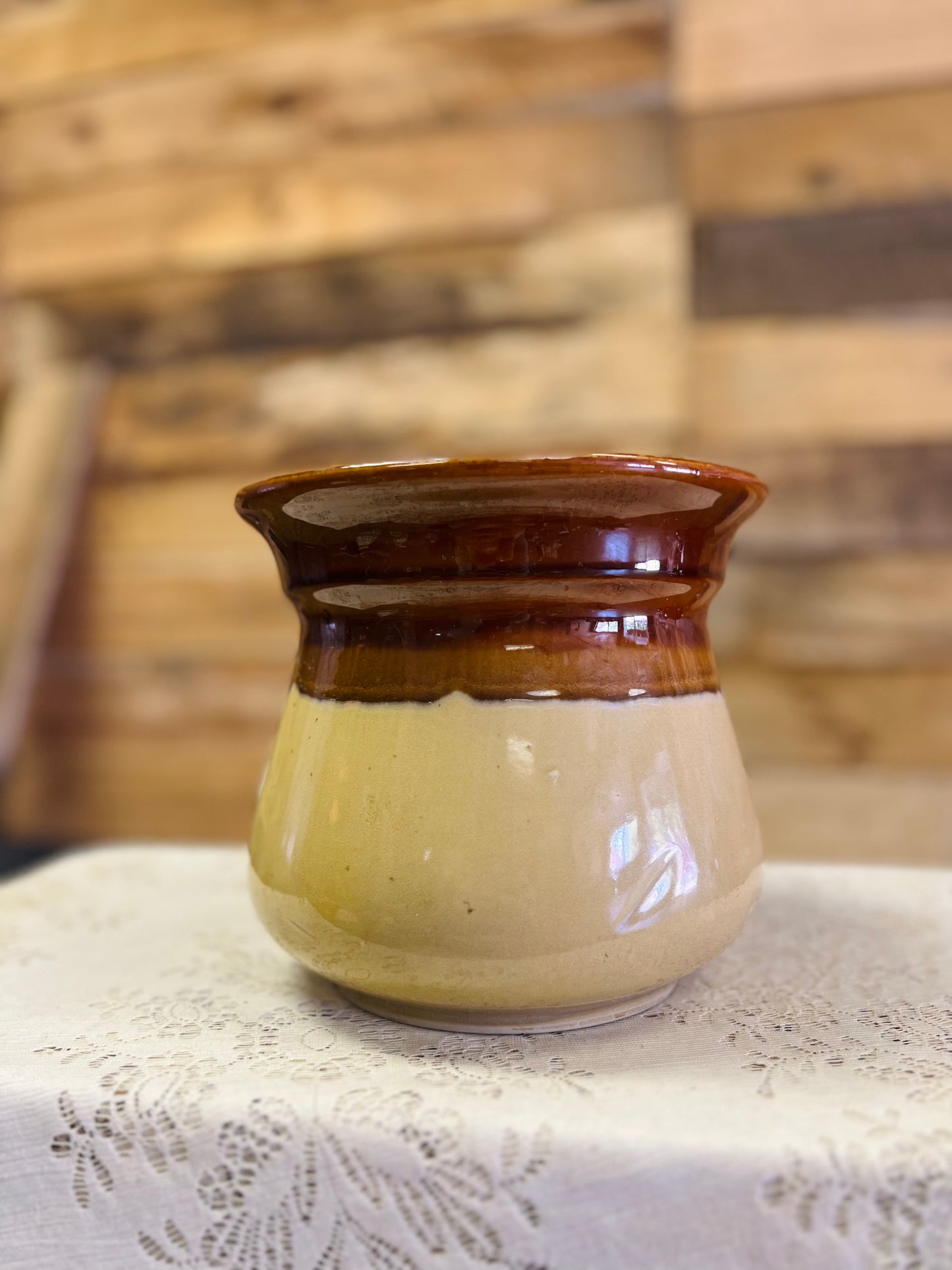 Vintage Brown/Tan 2 Tone "Cookies" Jar