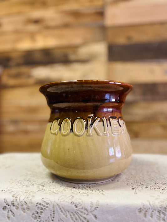 Vintage Brown/Tan 2 Tone "Cookies" Jar