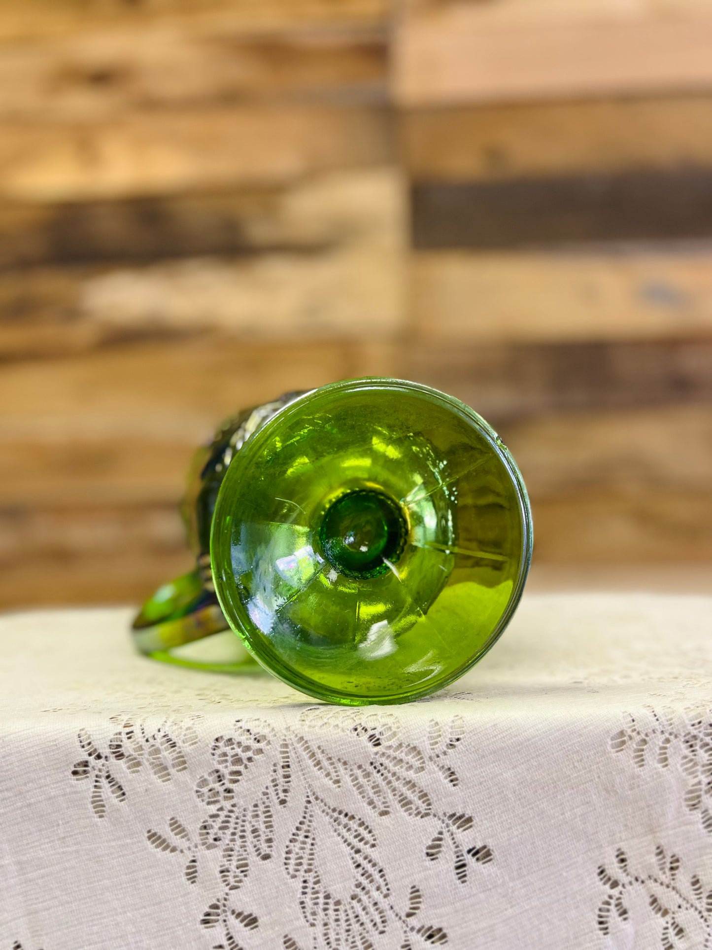Vintage Indiana Glass Harvest Grape Green Carnival Glass Pitcher