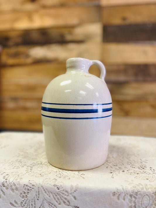 Vintage Stoneware Jug Blue Stripes