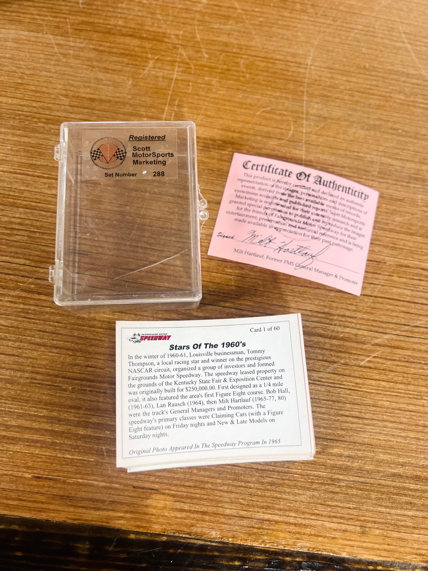 Vintage Fairgrounds Motor Speedway Collectible Cards Set with Tin Box - Stars of the 1960s & 70s