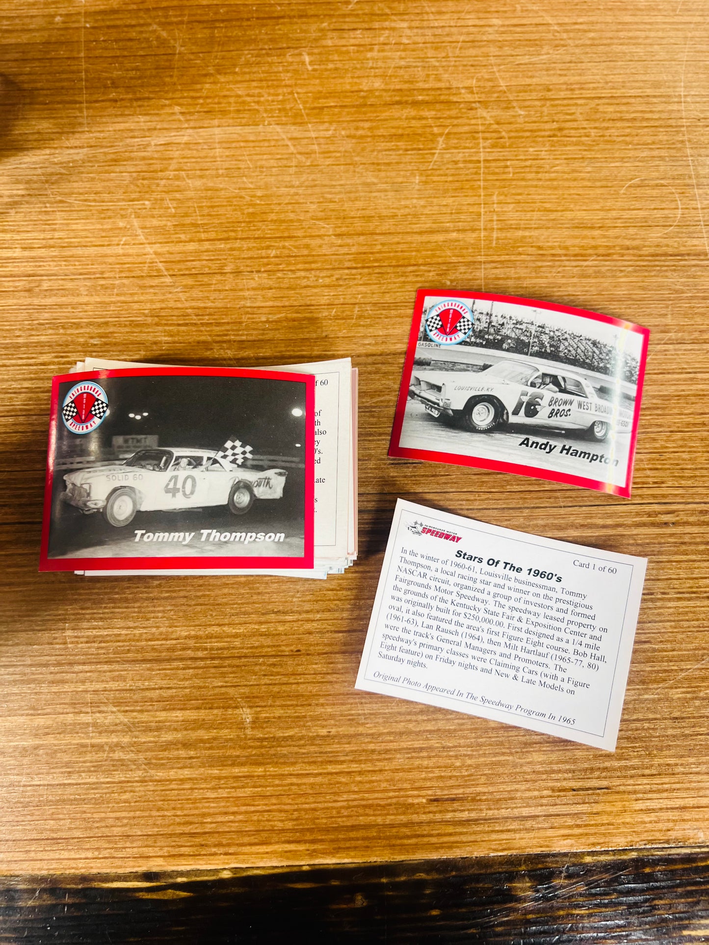 Vintage Fairgrounds Motor Speedway Collectible Cards Set with Tin Box - Stars of the 1960s & 70s
