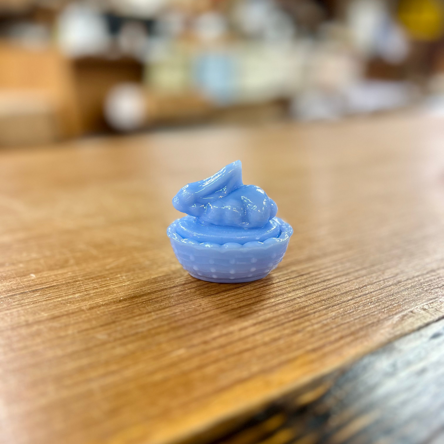 Lavender Mini Glass Bunny on Nest Trinket Dish