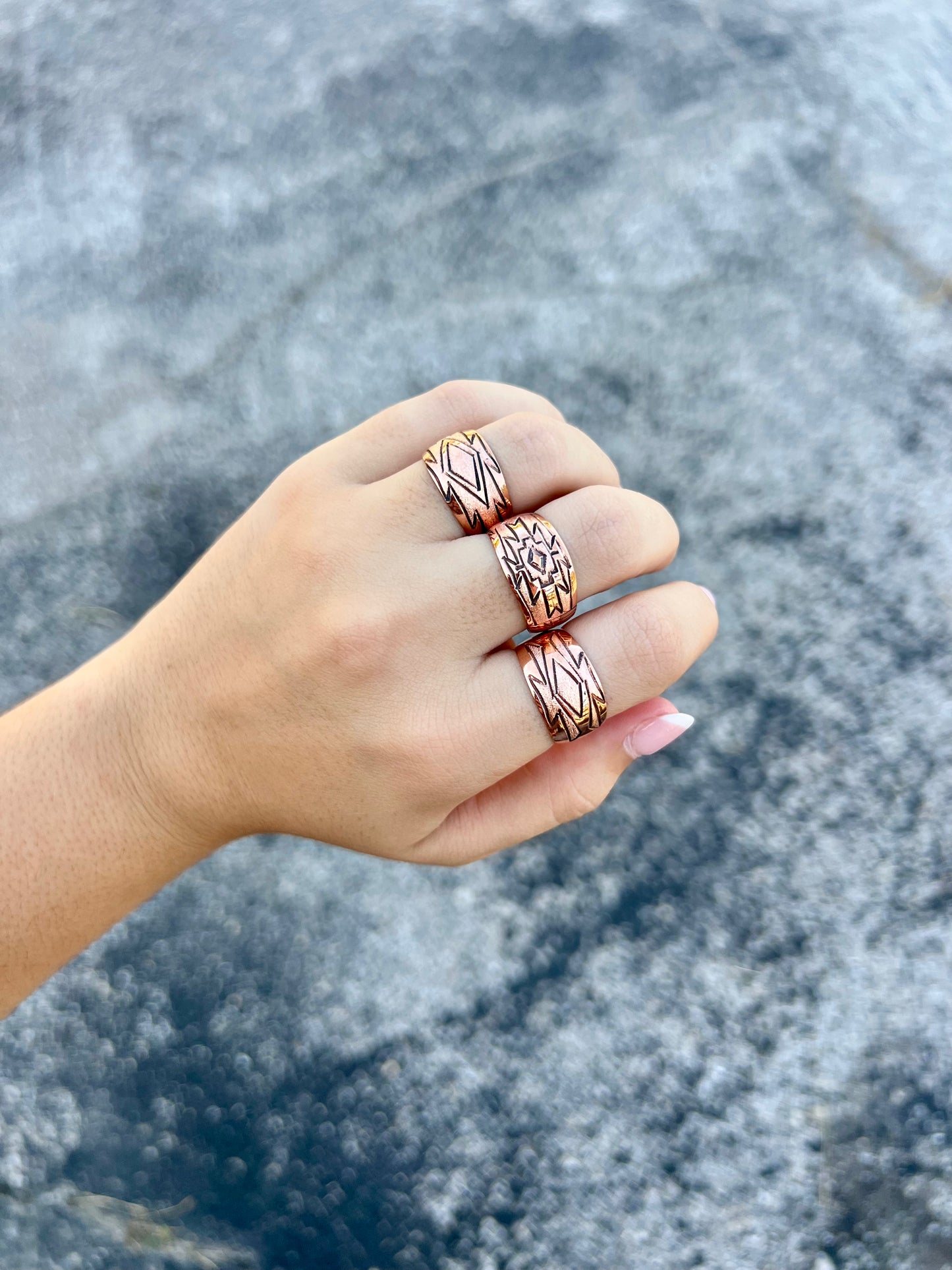Copper Aztec Stamped Ring