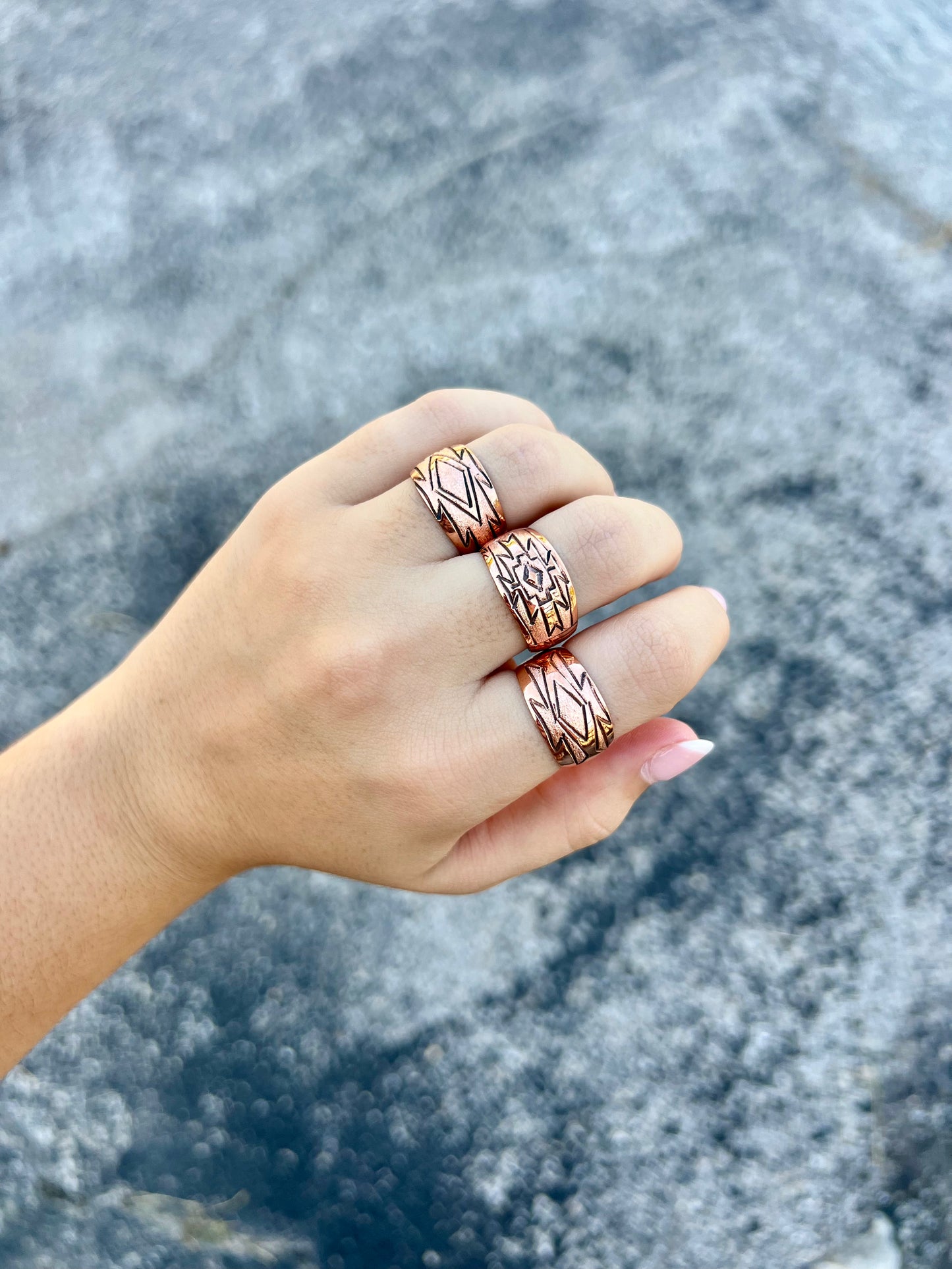 Copper Aztec Stamped Ring