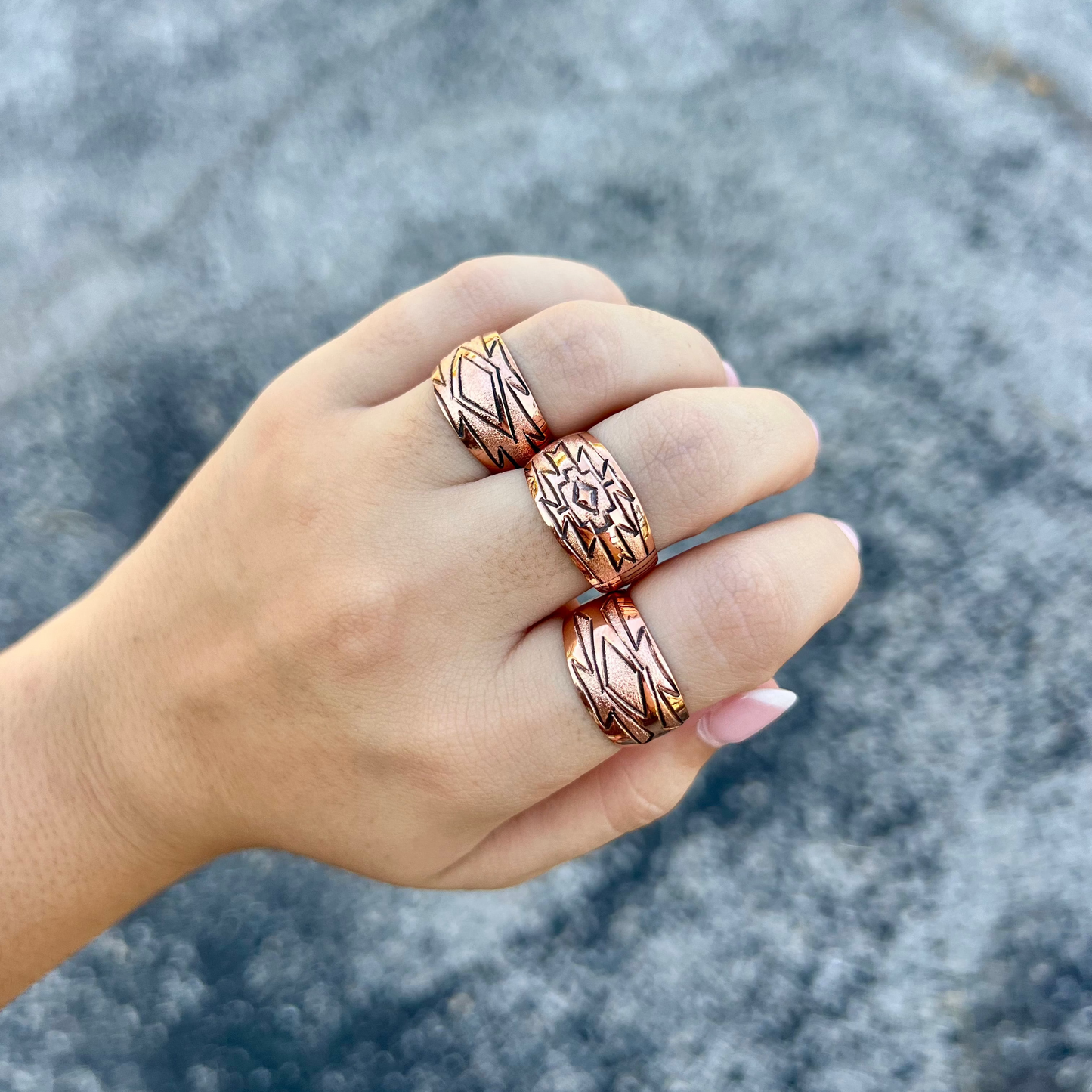 Copper Aztec Stamped Ring