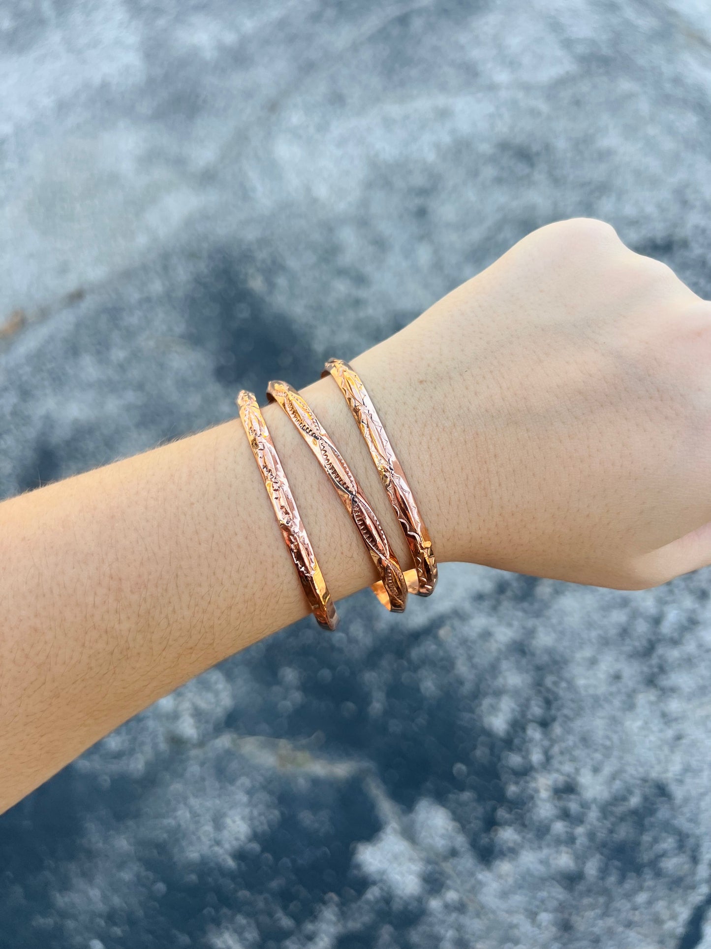 Aztec Stamped Copper Cuff Bracelet