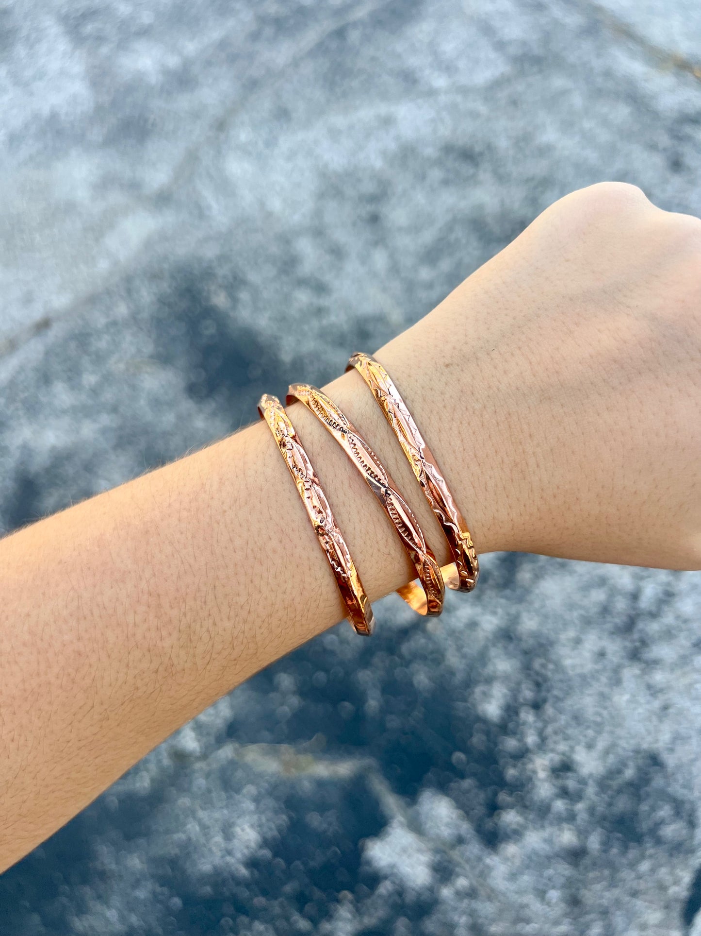 Aztec Stamped Copper Cuff Bracelet