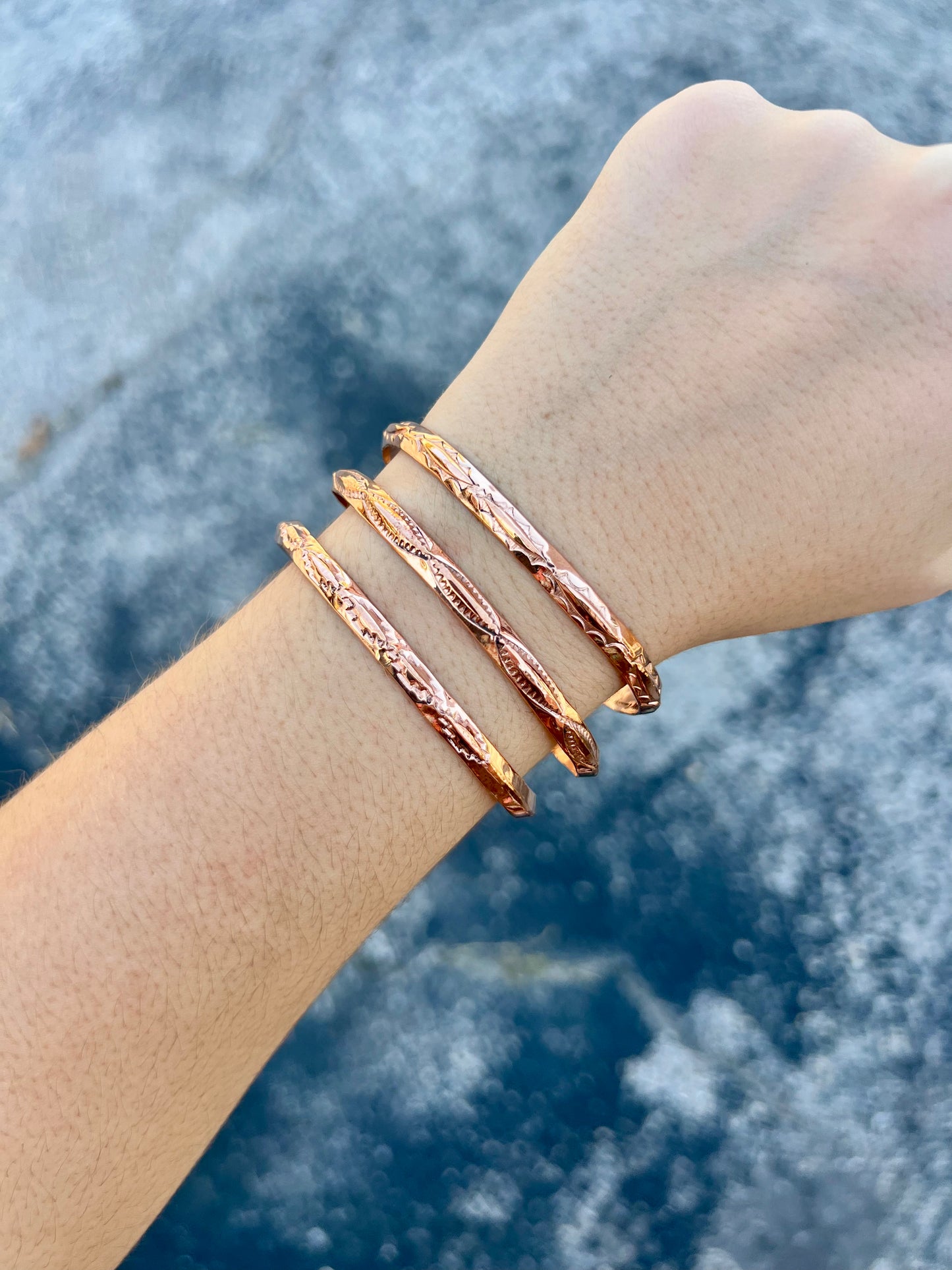 Aztec Stamped Copper Cuff Bracelet