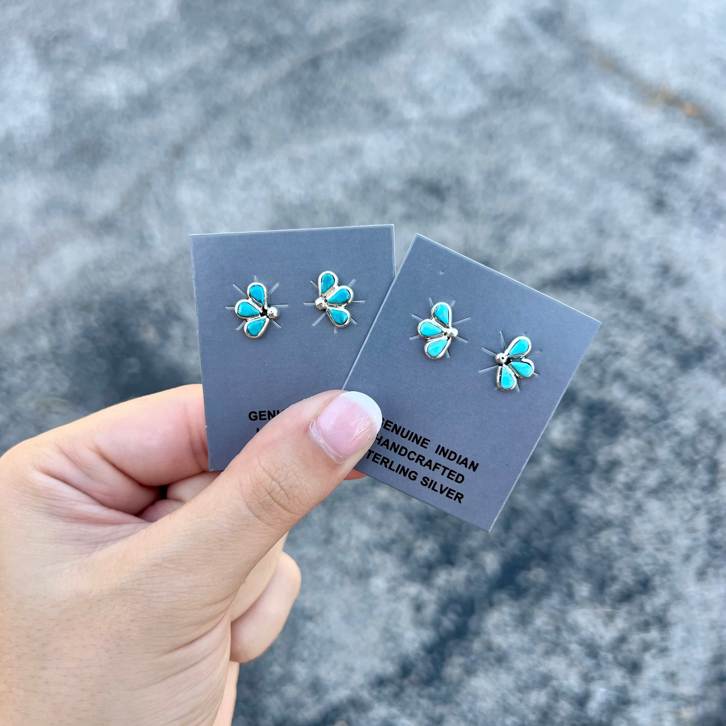 Zuni Genuine Turquoise Half Cluster Studs