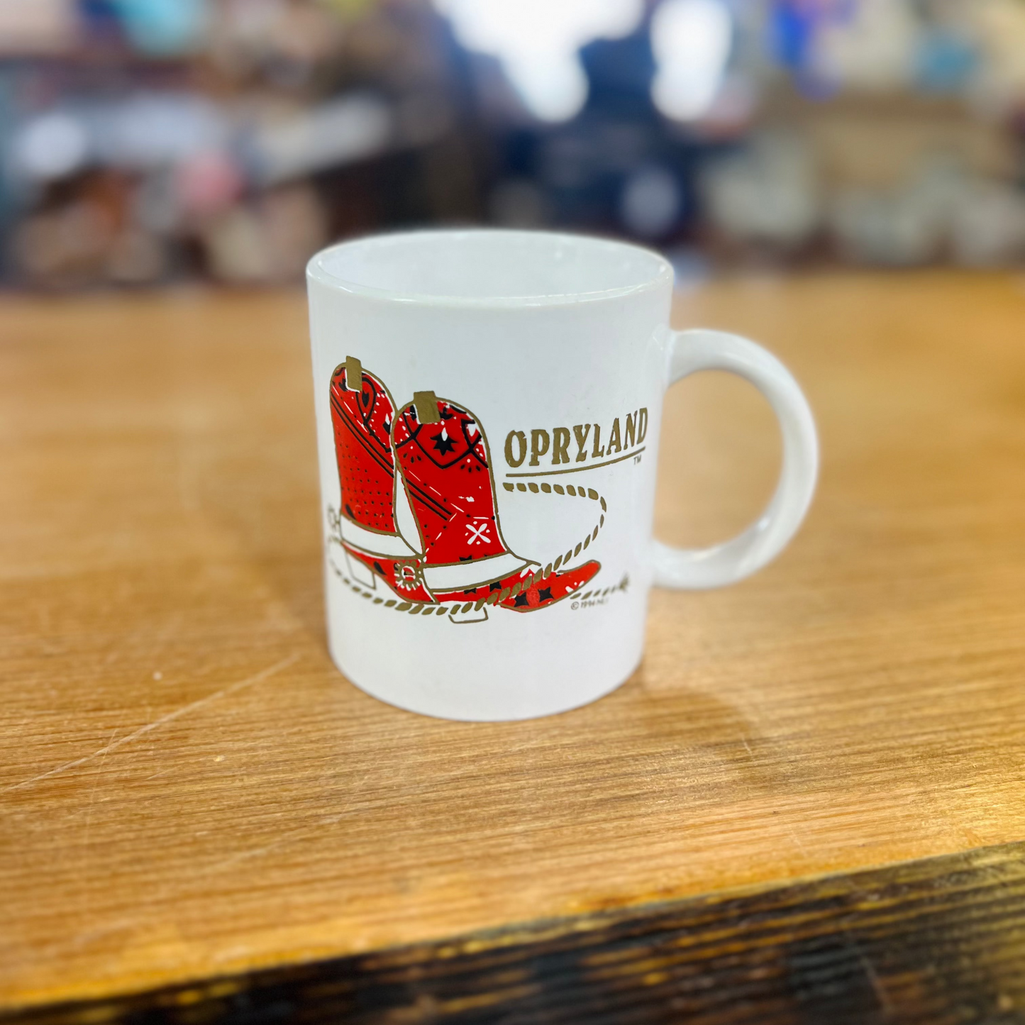Vintage Opryland Red Cowboy Boots Ceramic Mug