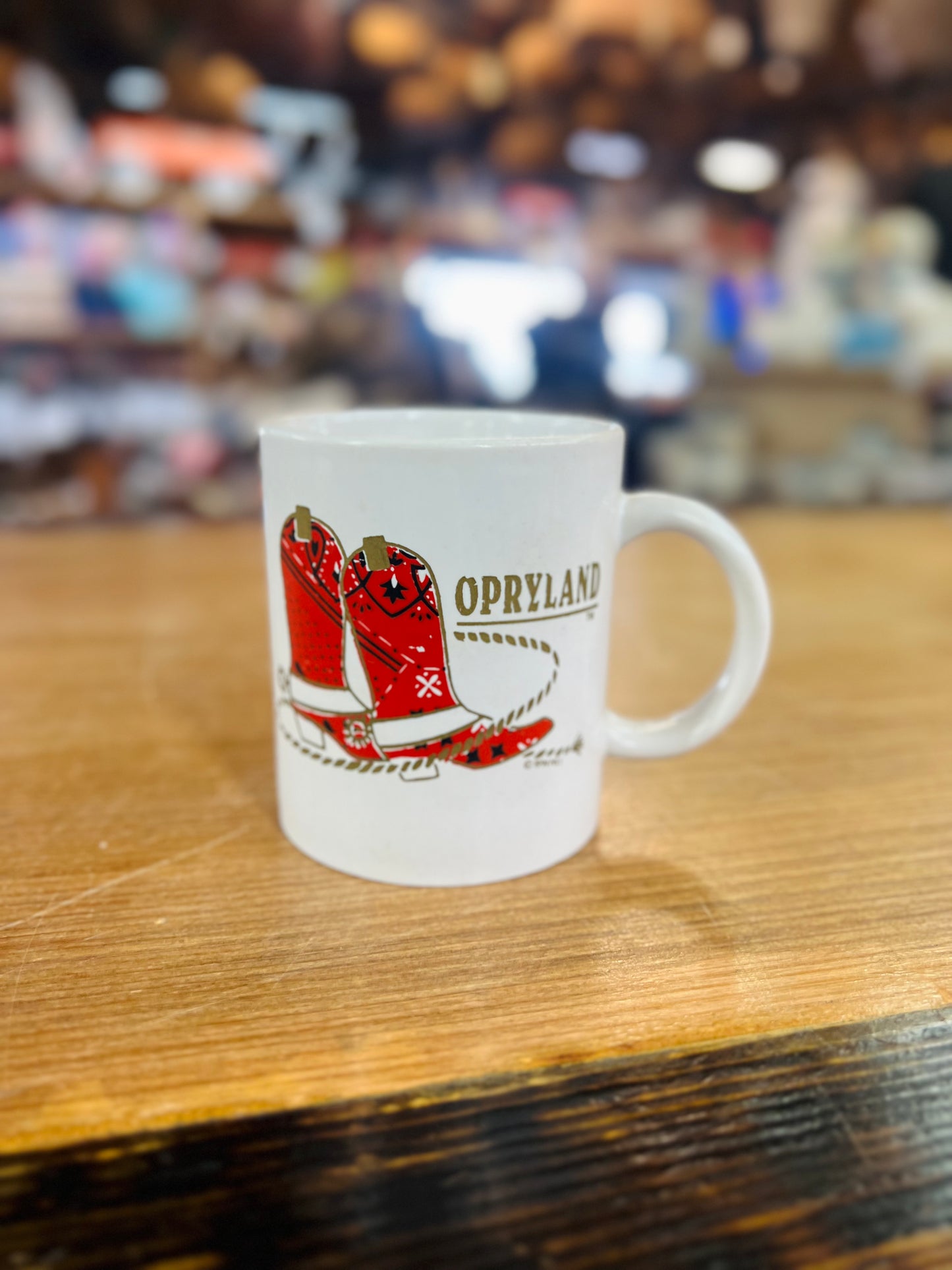 Vintage Opryland Red Cowboy Boots Ceramic Mug
