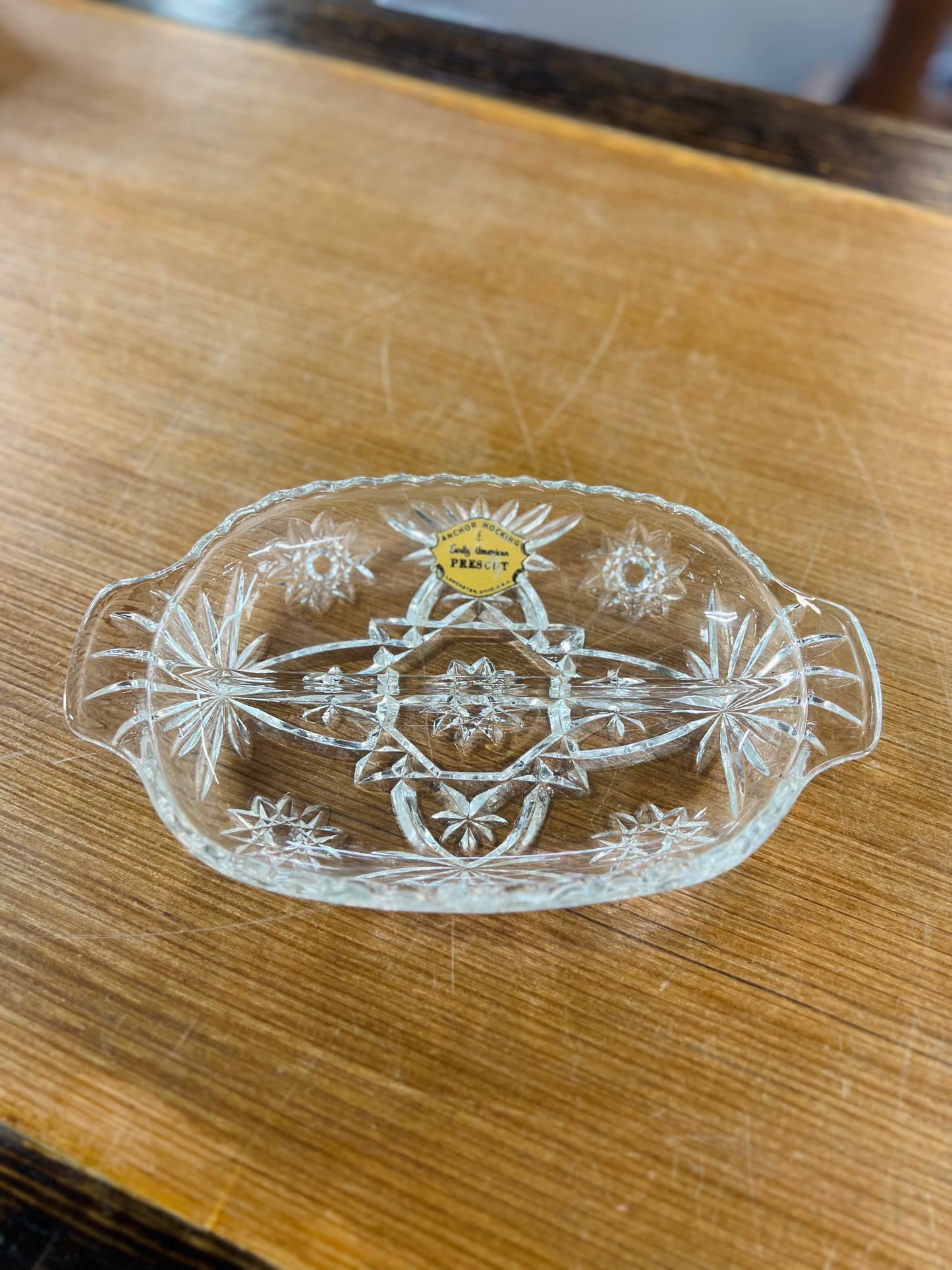 Vintage Anchor Hocking Star Early American Prescut Divided Dish