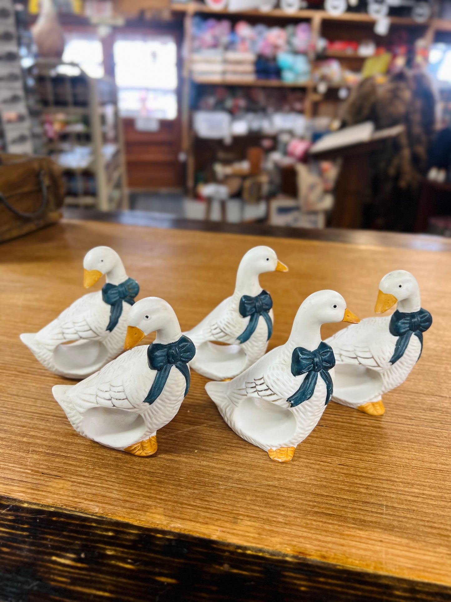 Vintage Set of 5 Ceramic Geese Napkin Holders