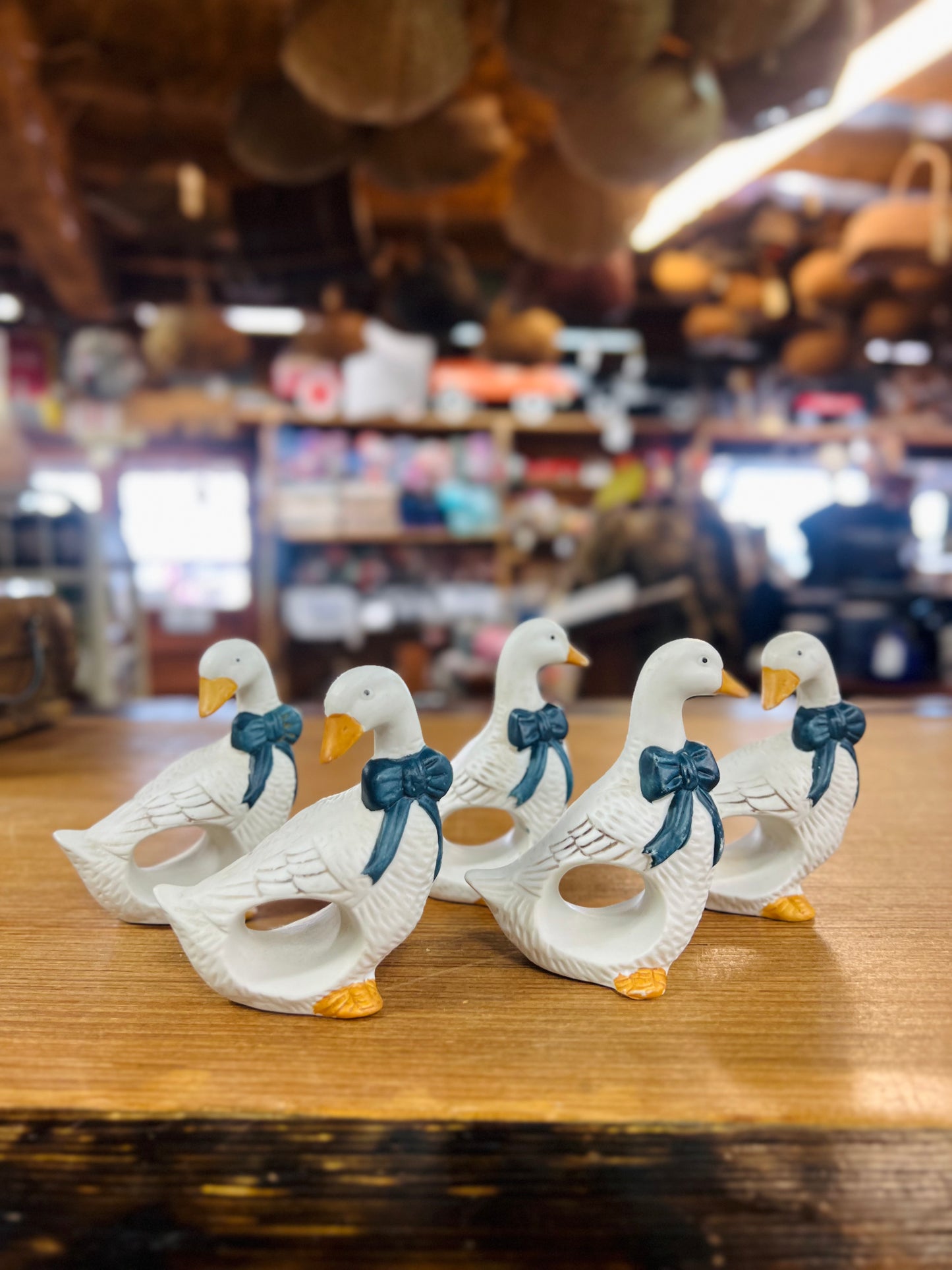 Vintage Set of 5 Ceramic Geese Napkin Holders