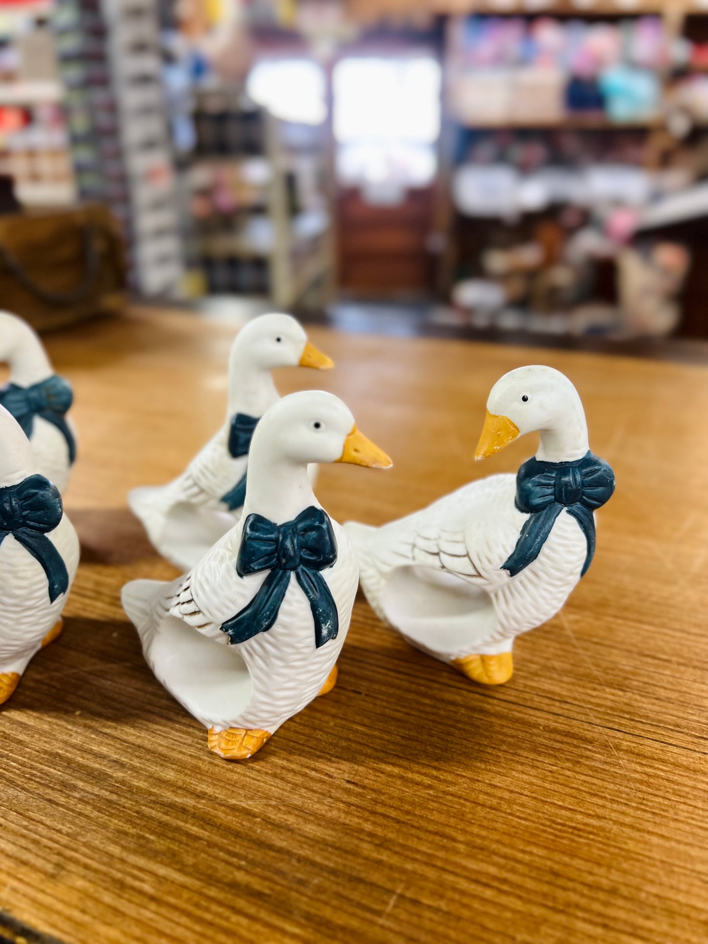 Vintage Set of 5 Ceramic Geese Napkin Holders