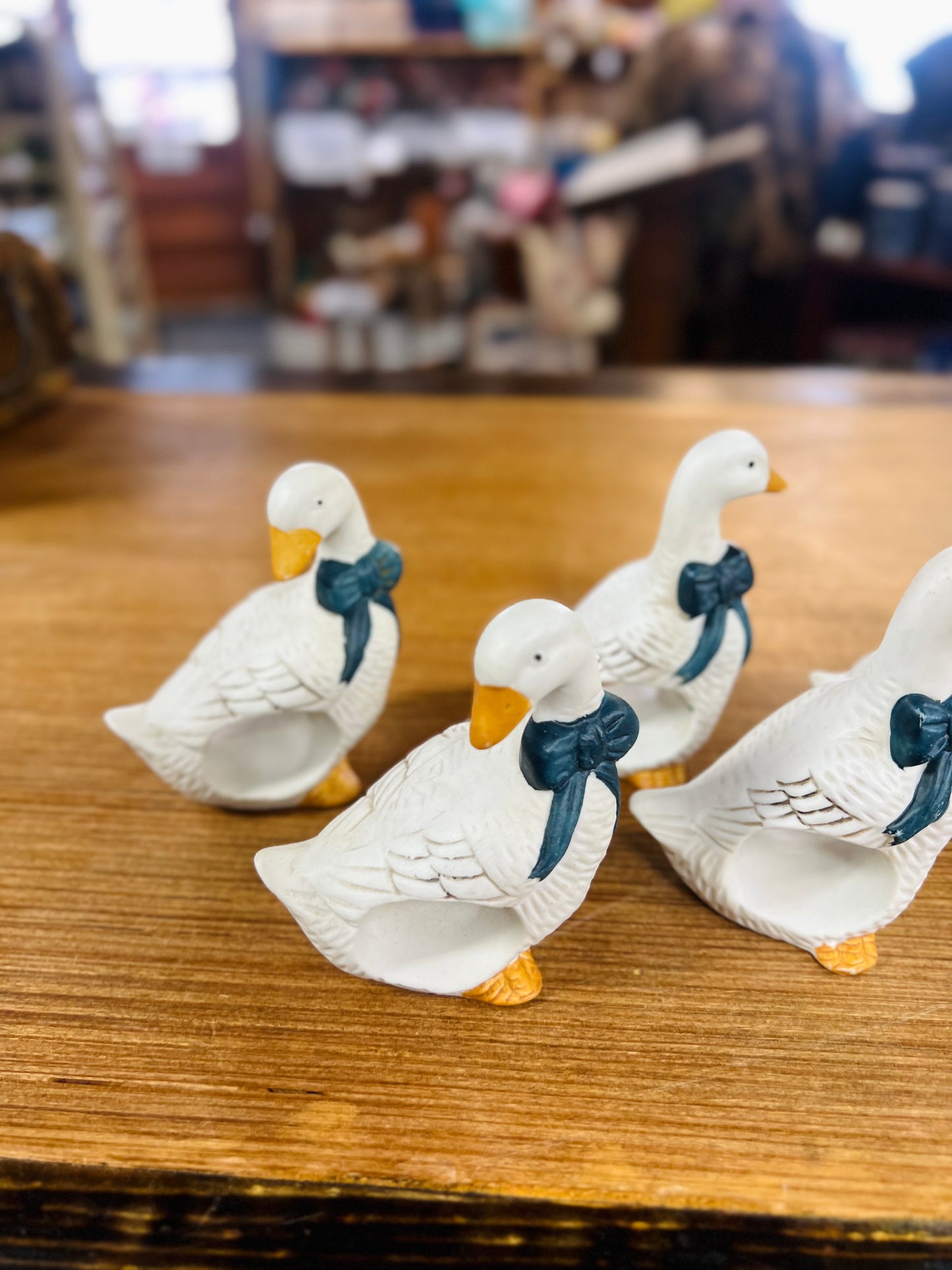 Vintage Set of 5 Ceramic Geese Napkin Holders