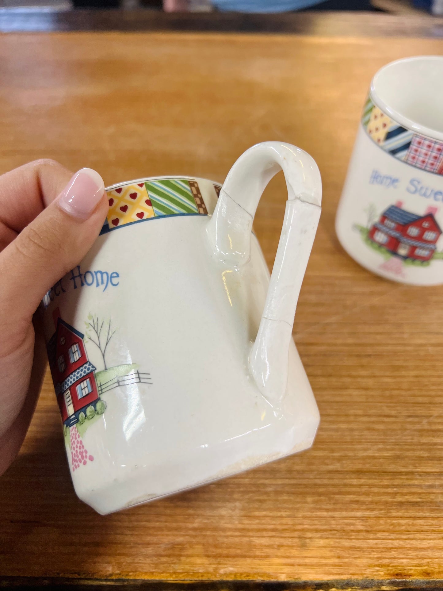 Vintage Home Sweet Home Patchwork Mugs - Set of 2
