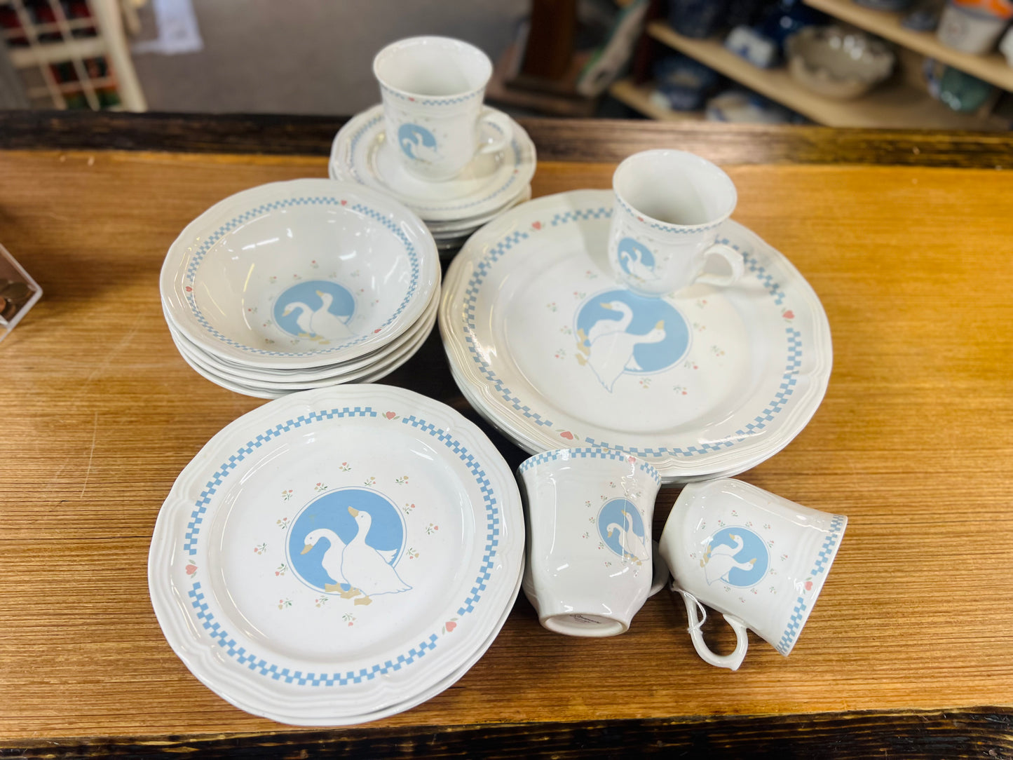 Vintage Stoneware Goose Moonlight 22 Piece Set!