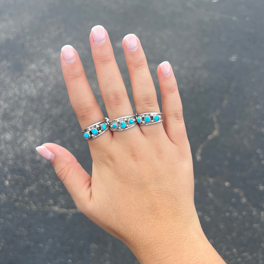 The Elvira Three Stone Turquoise Sterling Silver Ring