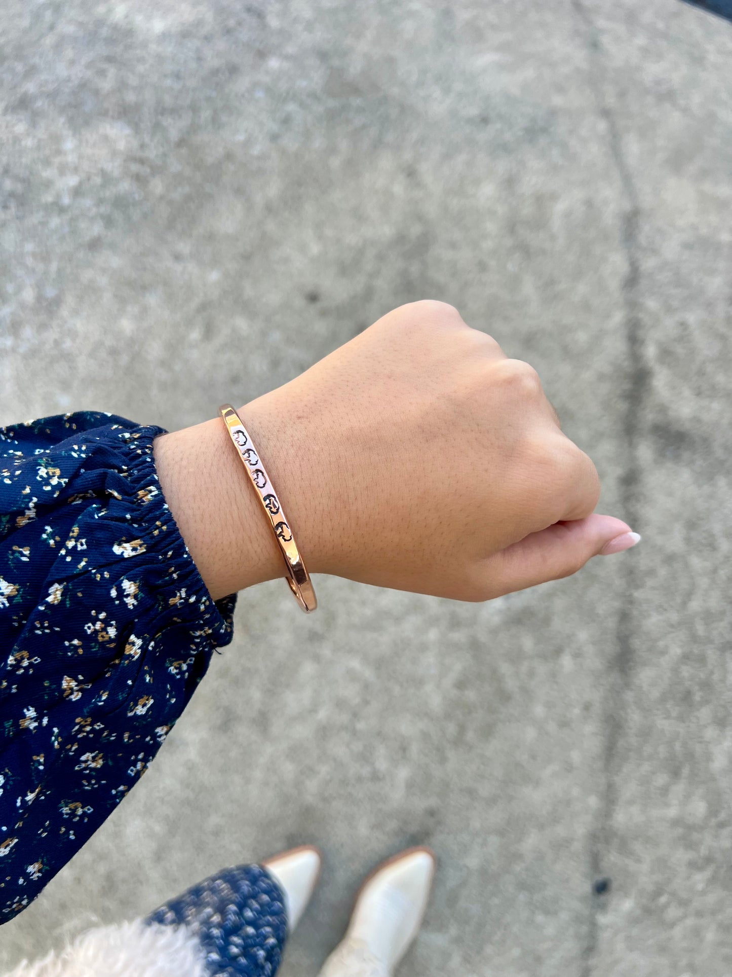 Buffalo Stamped Copper Cuff Bracelet