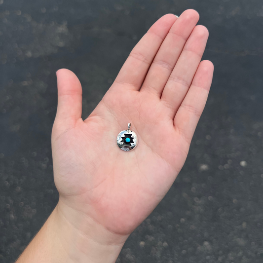 Genuine Turquoise Sterling Silver Shadowbox Pendant