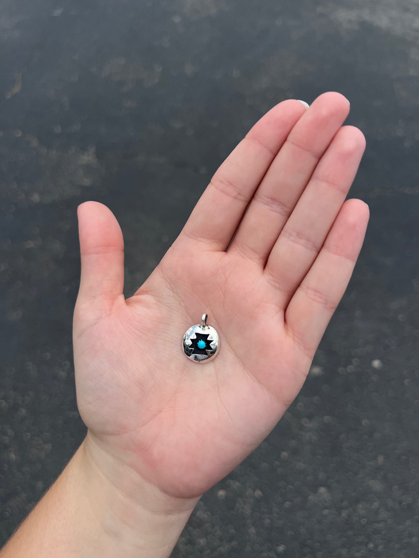 Genuine Turquoise Sterling Silver Shadowbox Pendant