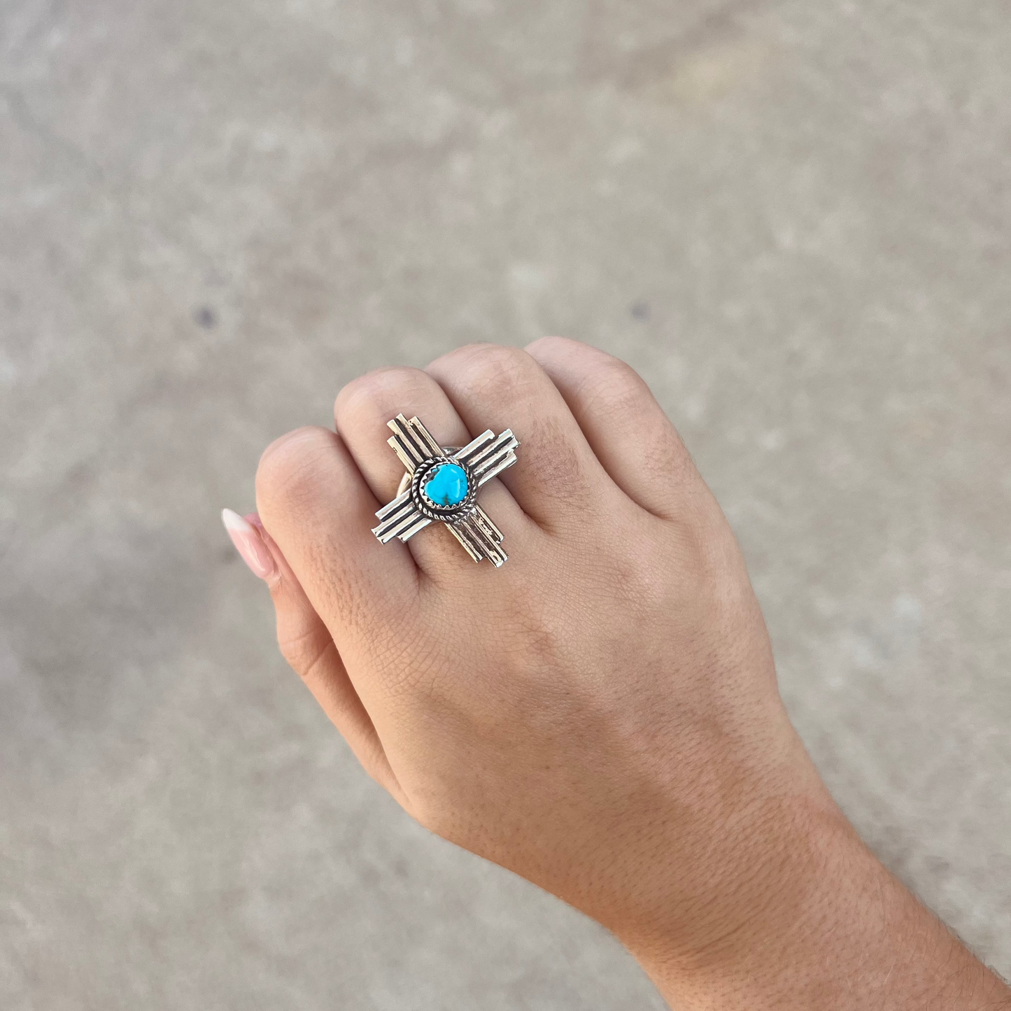 Kingman Turquoise Zia Sterling Silver Ring