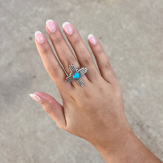 Kingman Turquoise Zia Sterling Silver Ring