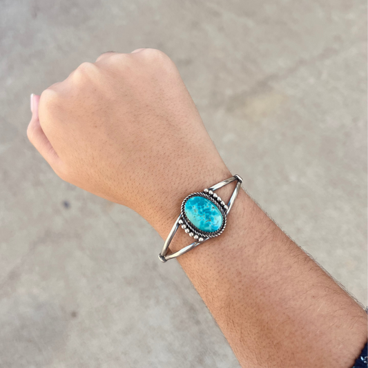 The Rayna Genuine Turquoise Sterling Silver Cuff Bracelet