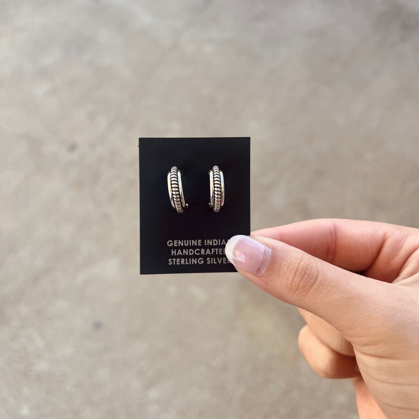 Authentic Native American Handmade Sterling Silver Coil Hoops