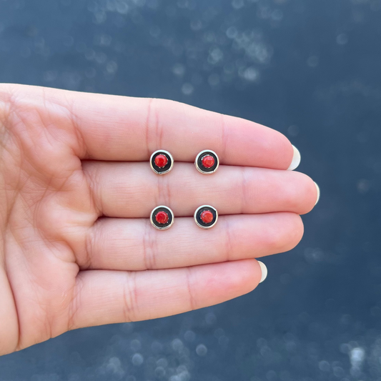Zuni Genuine Coral Round Sterling Silver Studs