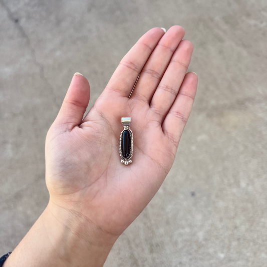 Oval Black Onyx Sterling Silver Pendant