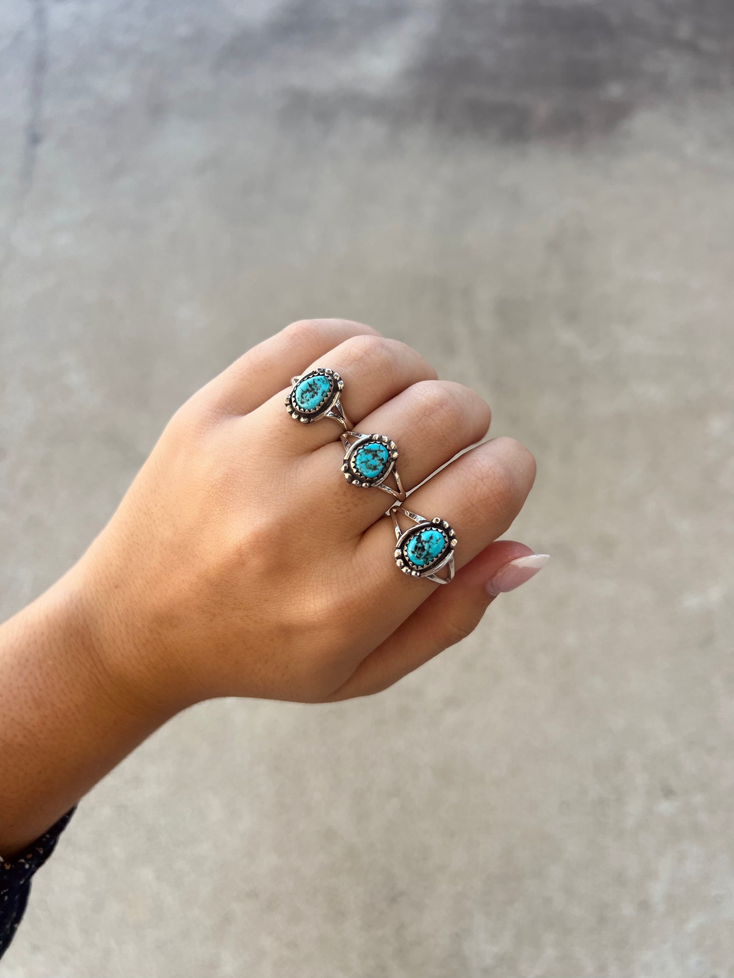 Kingman Turquoise and Sterling Silver Beaded Ring