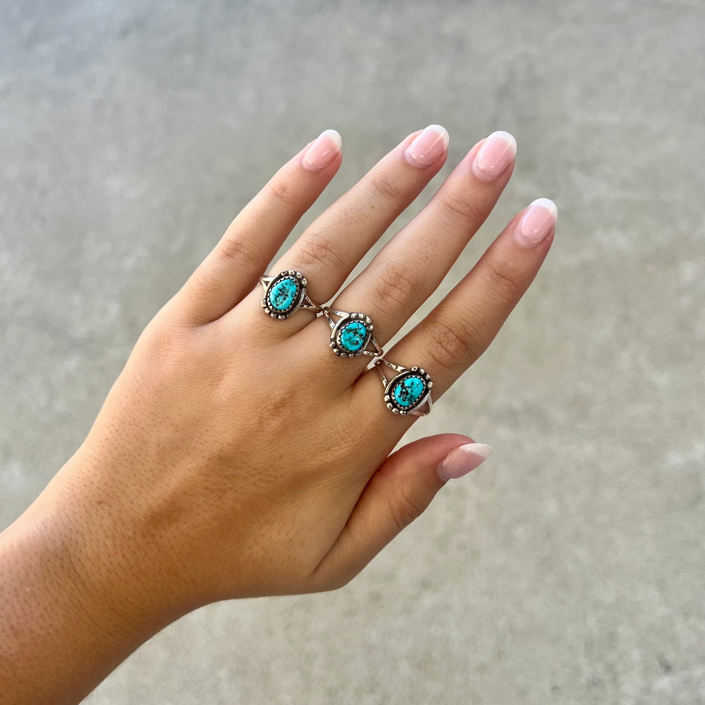 Kingman Turquoise and Sterling Silver Beaded Ring