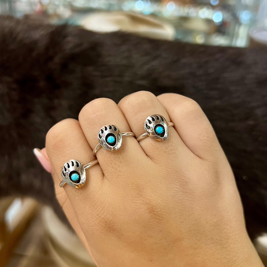 Genuine Turquoise Shadowbox Bear Paw Ring