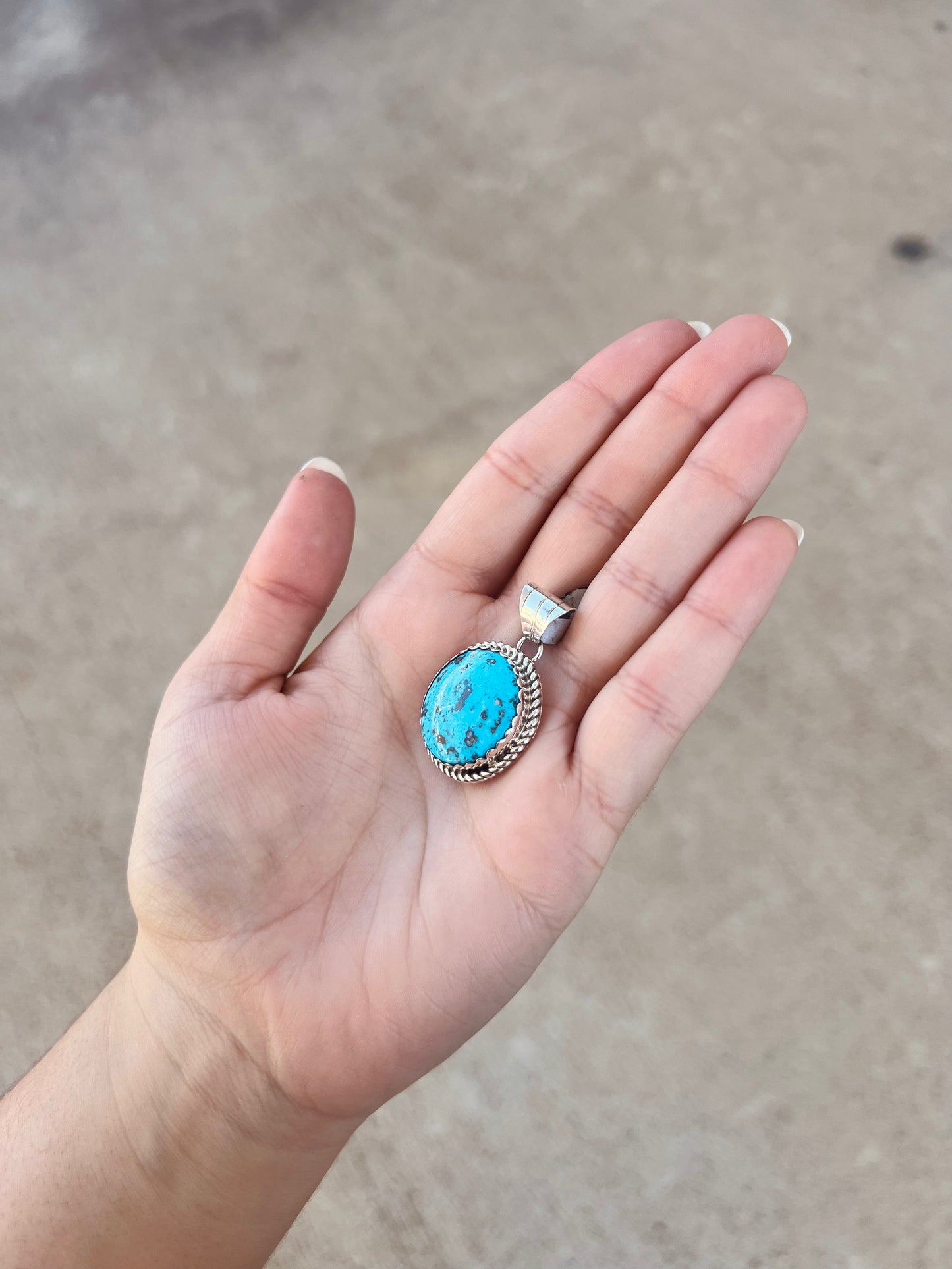 The Harlan Genuine Turquoise Sterling Silver Oval Pendant