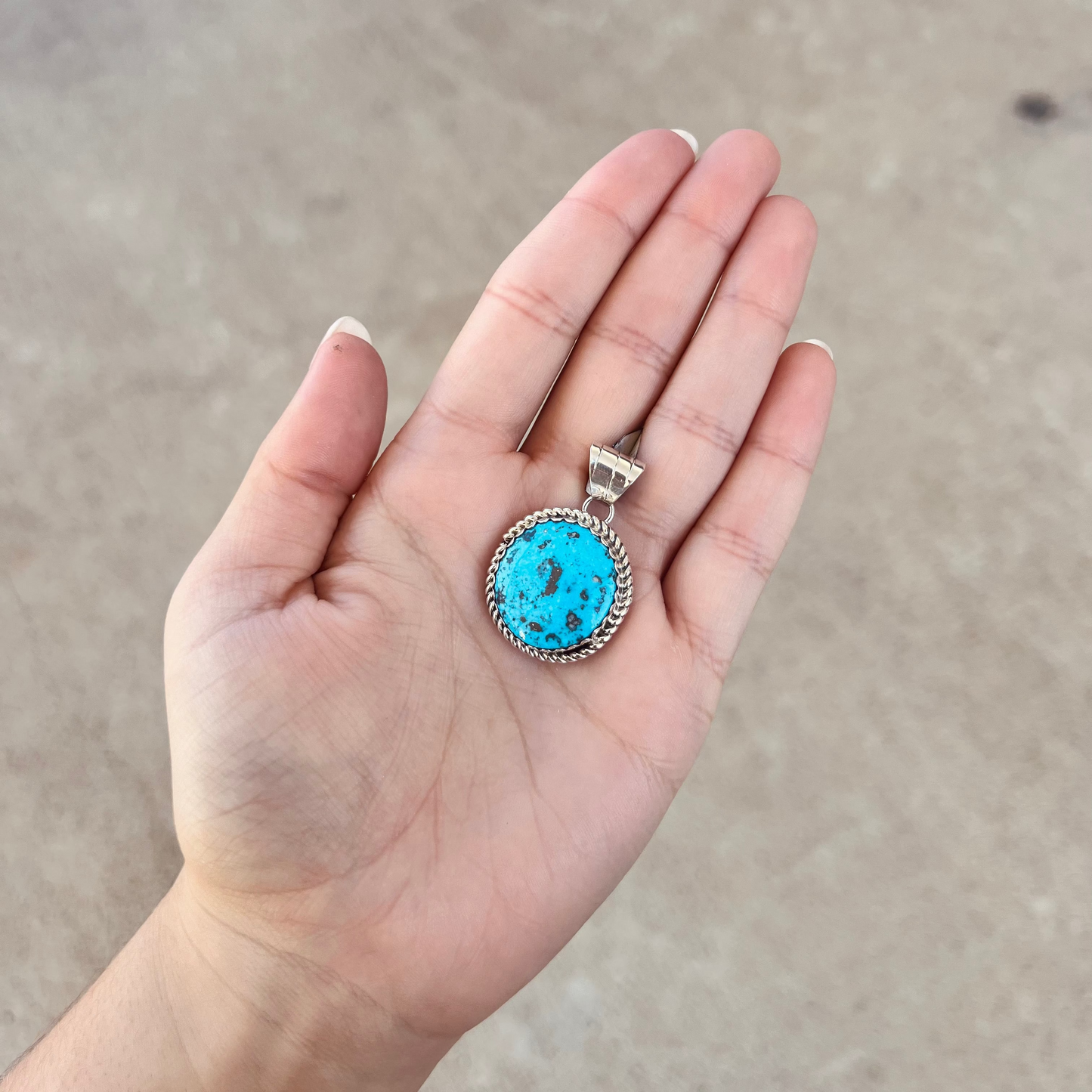 The Harlan Genuine Turquoise Sterling Silver Oval Pendant