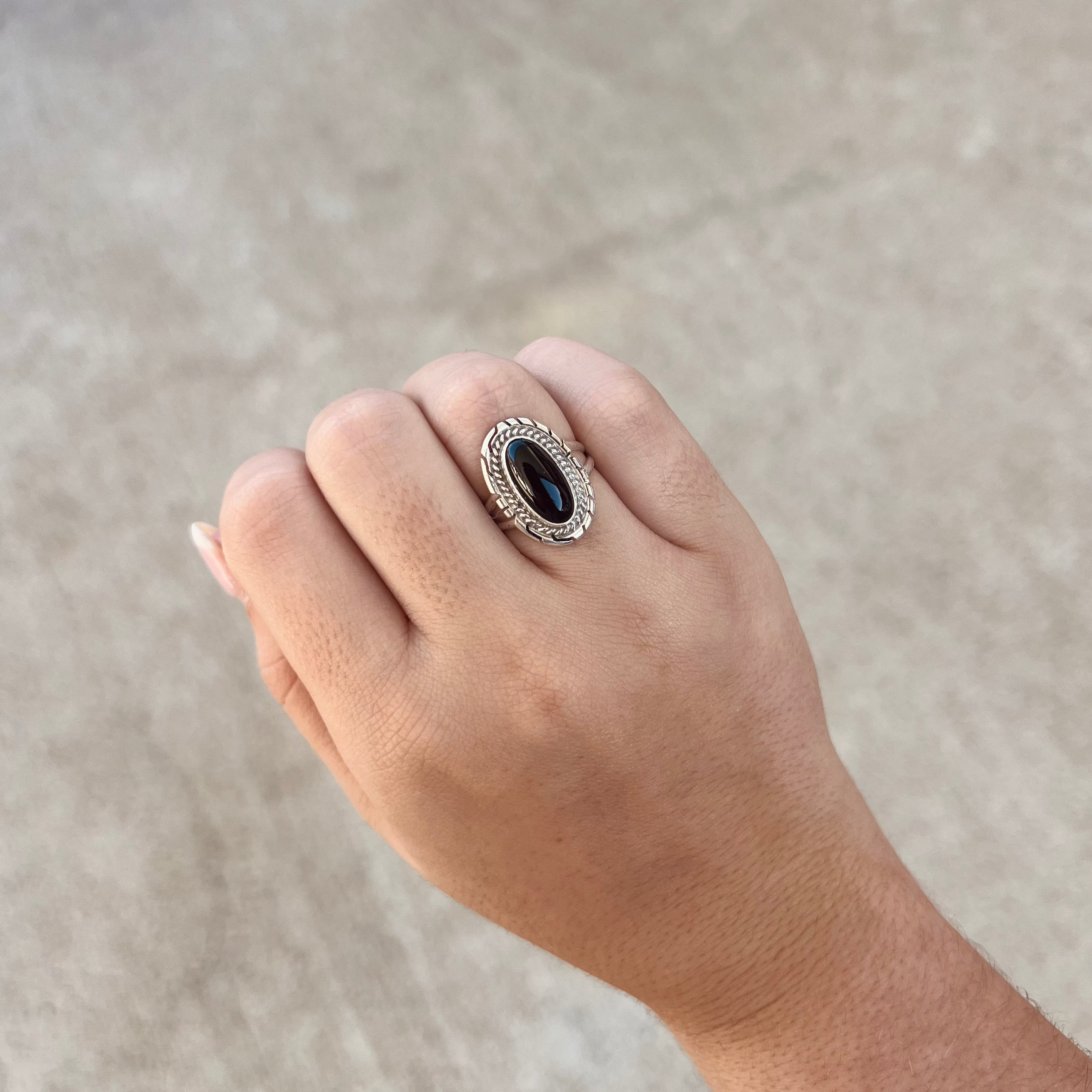 The Betty Black Onyx Oval Sterling Silver Ring