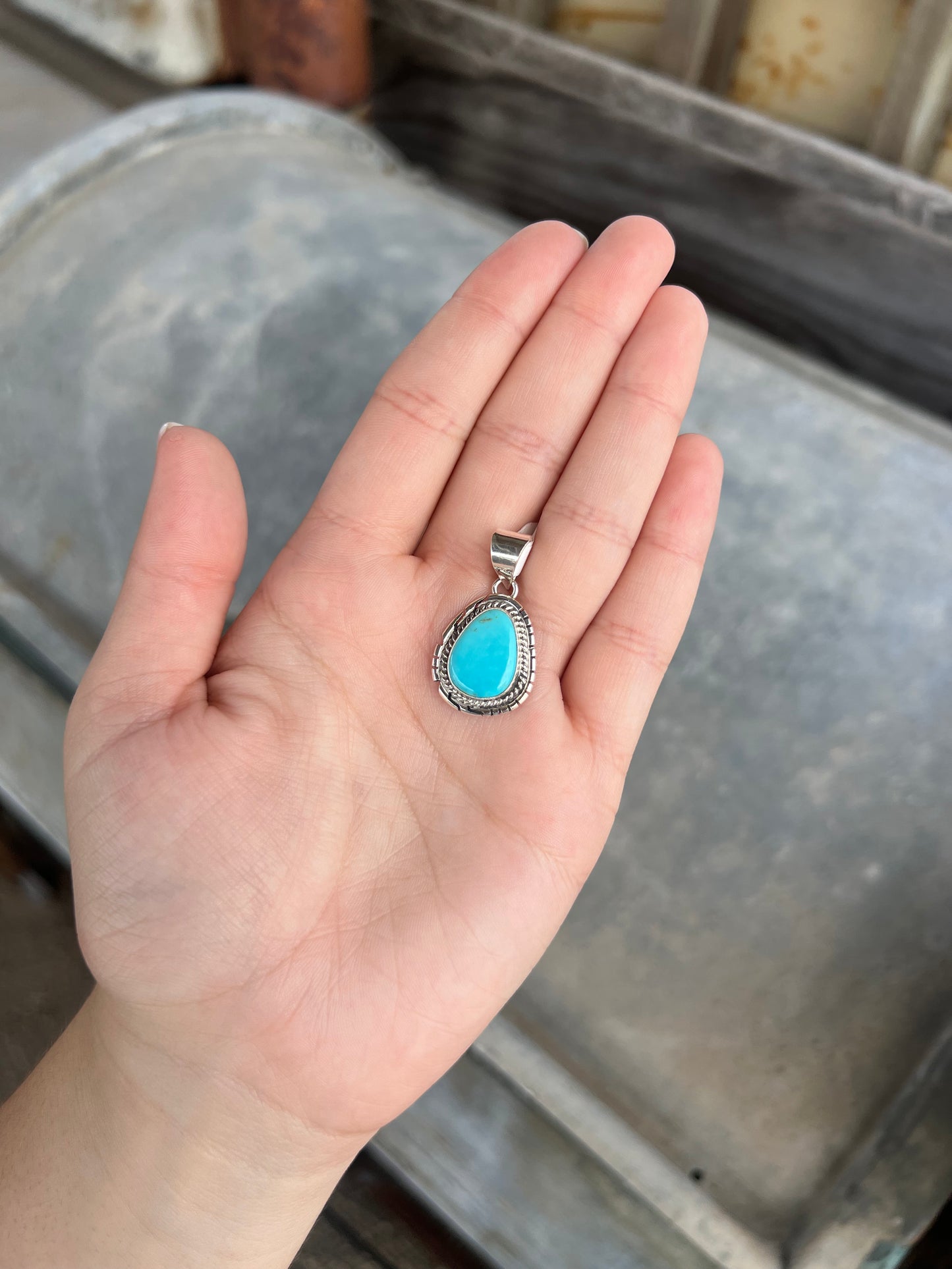 The Callie Genuine Kingman Turquoise Sterling Silver Pendant