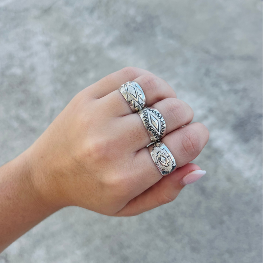 Sterling Silver Stamped Wide Band Ring