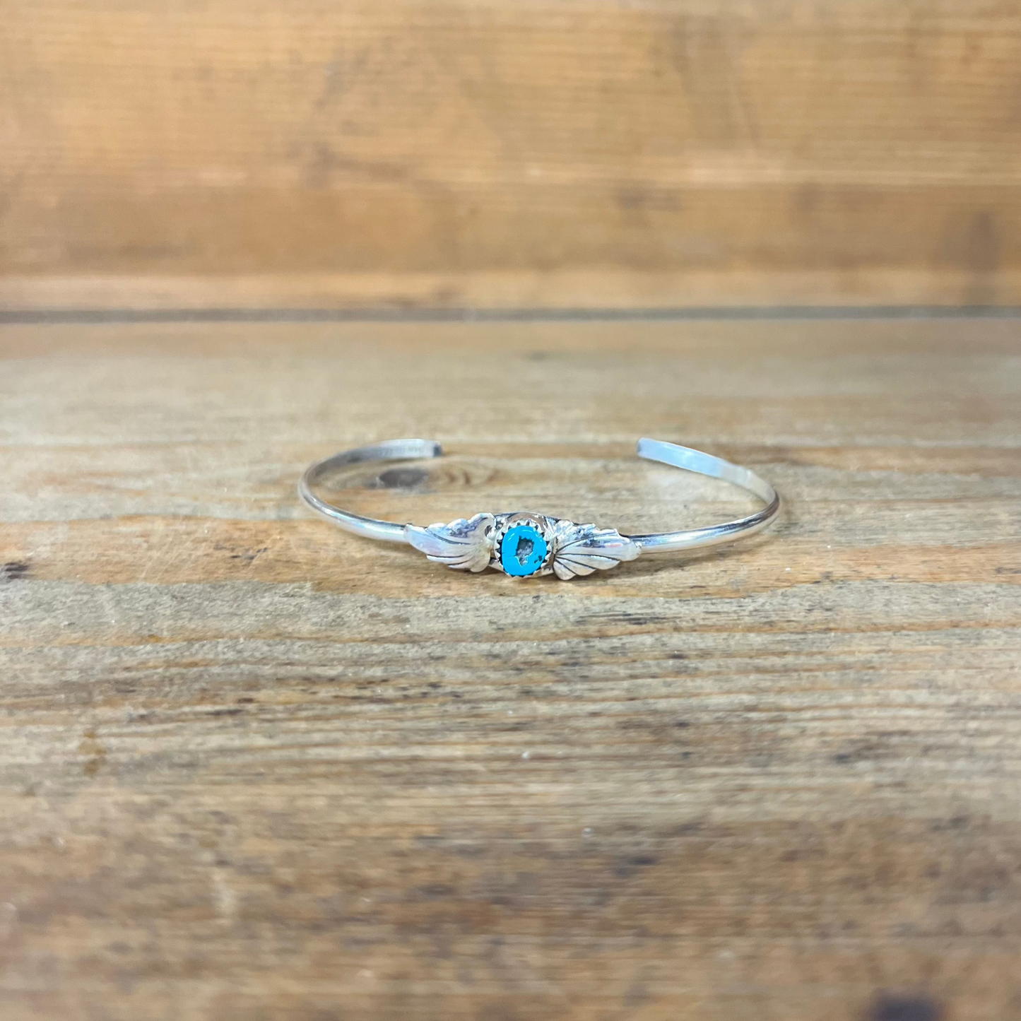 Genuine Turquoise and Sterling Silver Leaf Bracelet