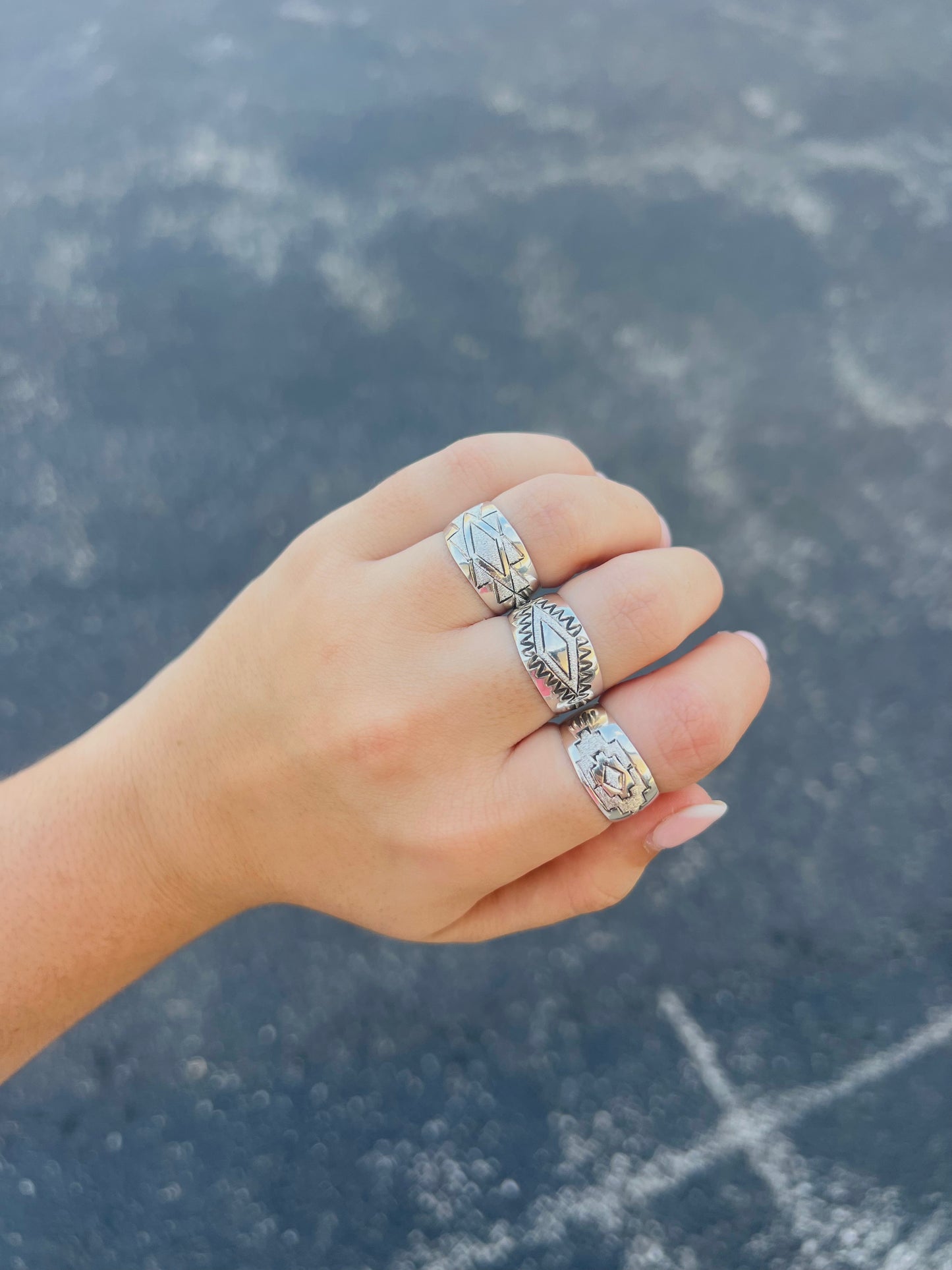 Sterling Silver Stamped Wide Band Ring