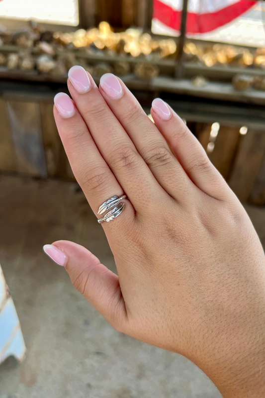 Dainty Sterling Silver Feather Wrap Ring