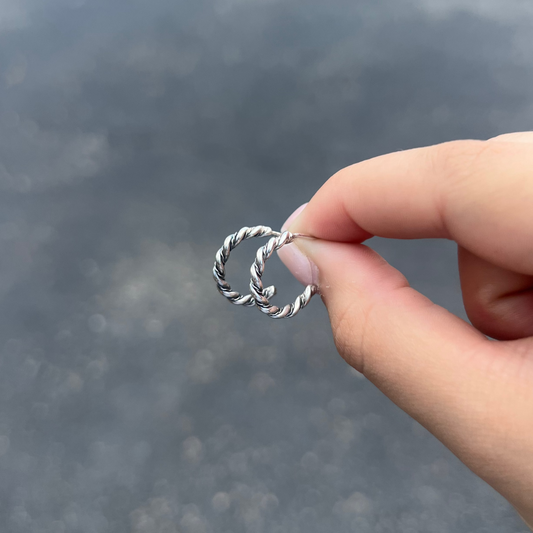 Twisted Sterling Silver Hoop Earrings