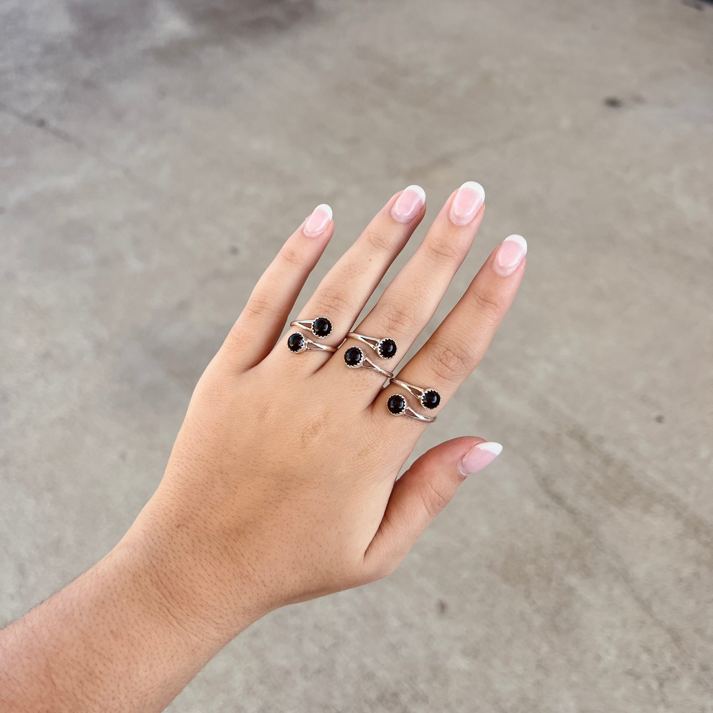 Black Onyx Sterling Silver Wrap Ring