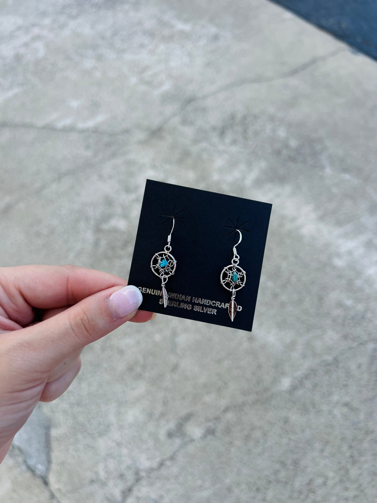 Genuine Turquoise Nugget Dream Catcher Earrings