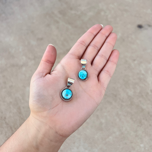 Blue Ridge Turquoise Round Sterling Silver Pendant