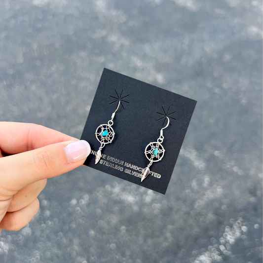 Genuine Turquoise Nugget Dream Catcher Earrings